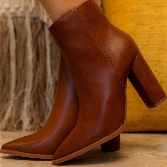 Last one SZ 10 Brown Heeled Booties - Picture 2 of 3